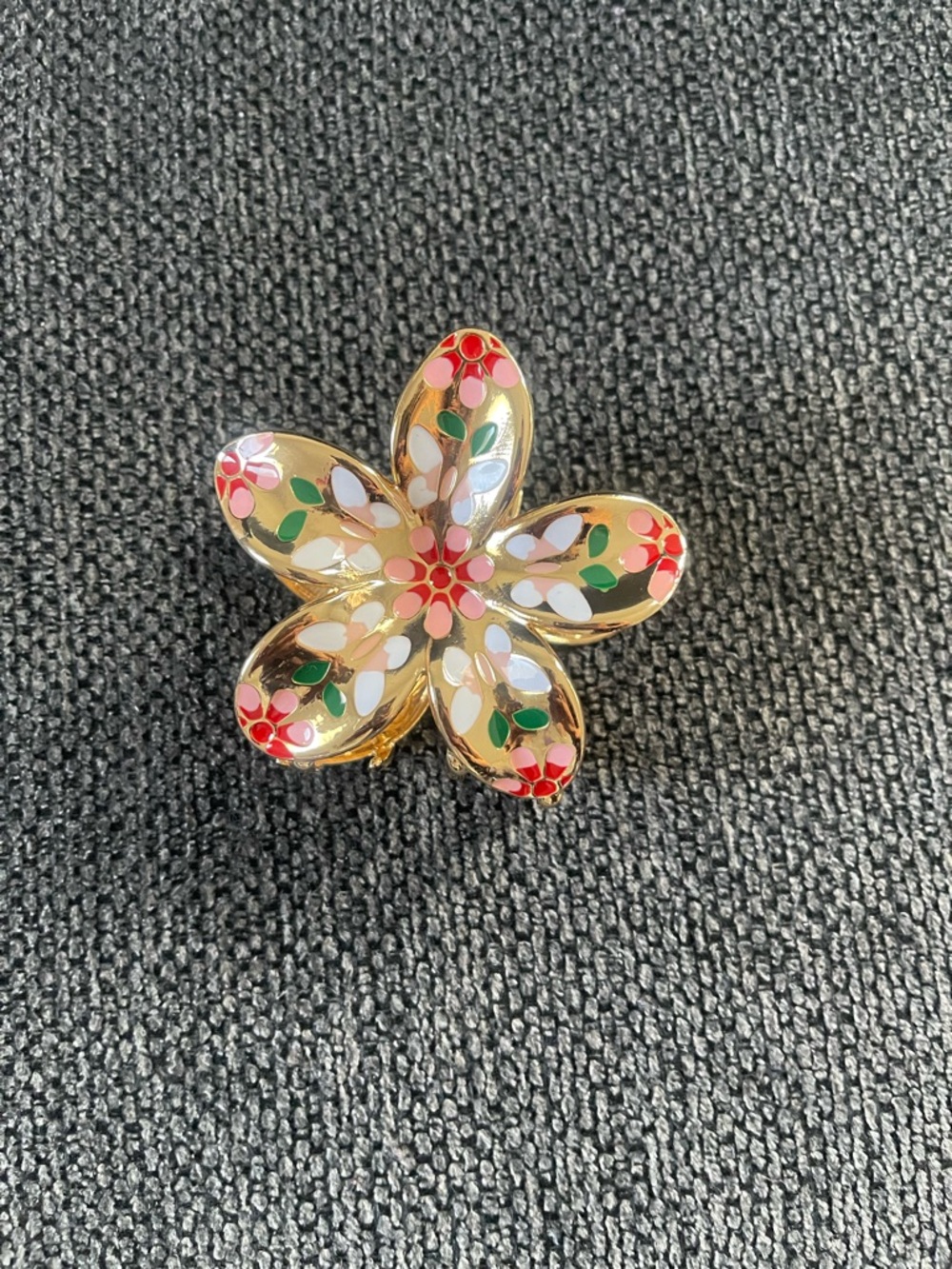 Gold Floral Enamel Flower Ring - Multi-Color